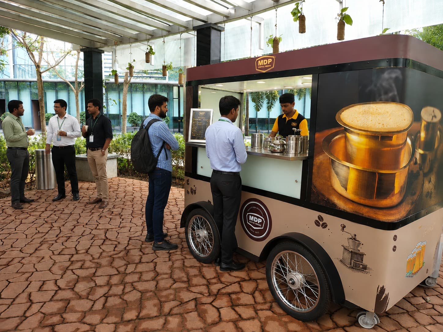MDP Coffee House mobile coffee cart setup